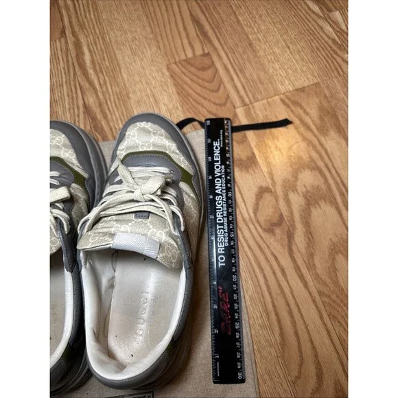 Gucci GG Chunky Monogram Sneakers Men Olive/Grey-Beige Size UK 8 - Picture 10 of 12